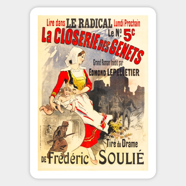 La Closerie Des Genets by jules Cheret 1896 Vintage French Advertisement Art Sticker by vintageposters